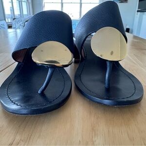 Elegant Black and Gold Women's Tory Burch Patos Disc Sandals